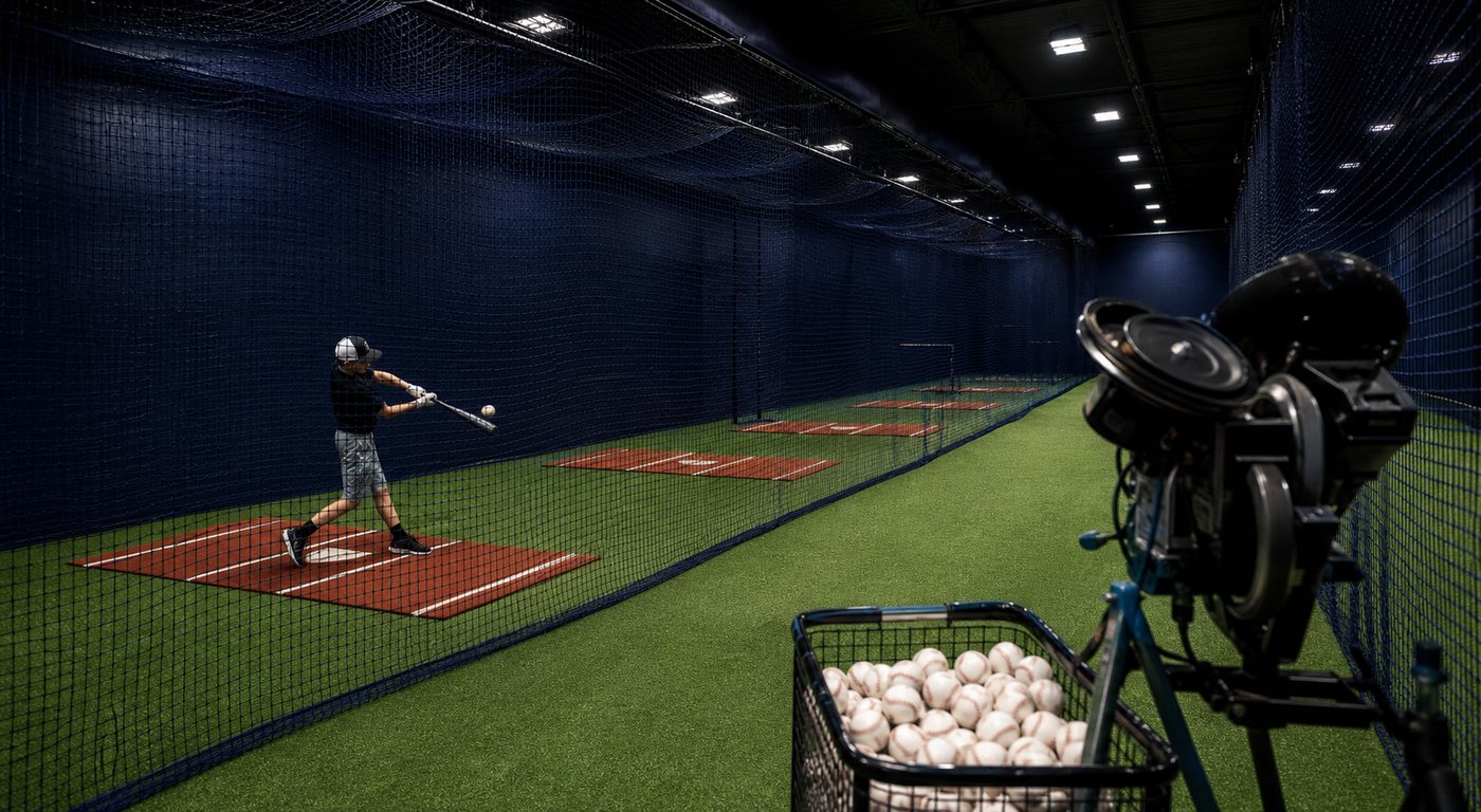 Private indoor batting cages available for hourly rental at Aces Sports Academy in Orlando, FL